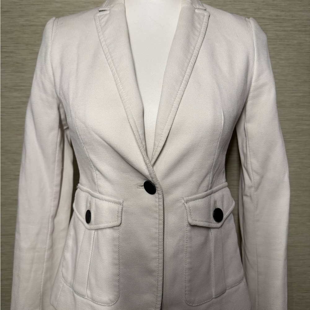 Banana Republic Women's Cream Blazer with Black Buttons